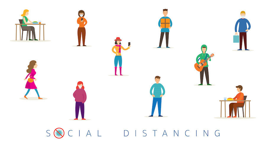 Group of People in Social Distancing Concept